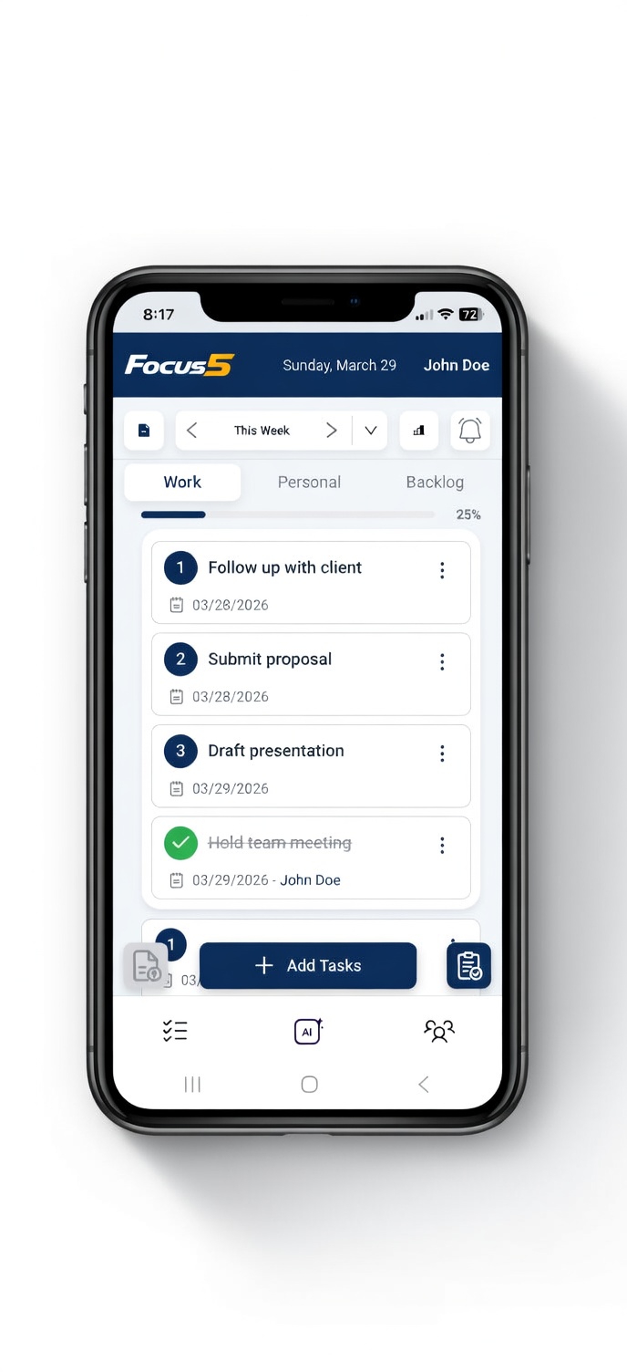 Focus 5 – Weekly Planning & Accountability App