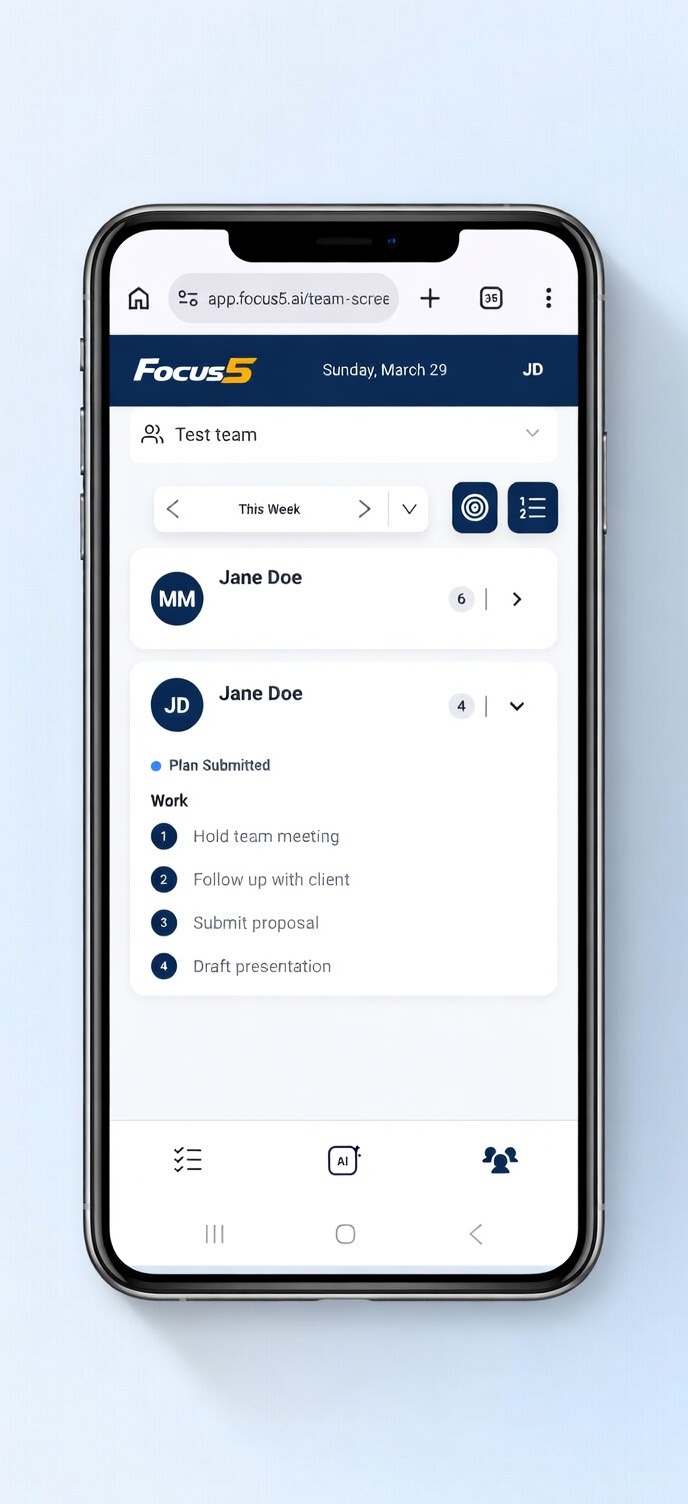 Focus 5 – Weekly Planning & Accountability App